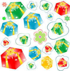 Image showing pattern with gift boxes and flowers