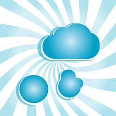 Image showing abstract blue background with sun rays and clouds