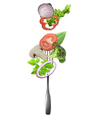 Image showing Fresh Vegetables On A Fork