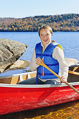 Image showing Girl in canoe