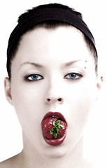 Image showing eating strawberry