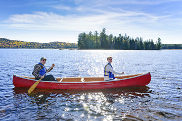 Image showing Family canoe trip