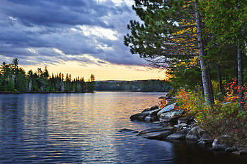 Image showing Dramatic sunset at lake