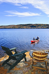 Image showing Canoeing on lake