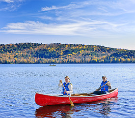 Image showing Family canoe trip