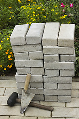 Image showing Paving stones in a pile