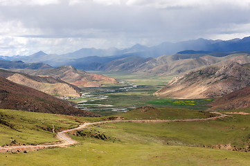 Image showing Landscape of mountains in Tibet