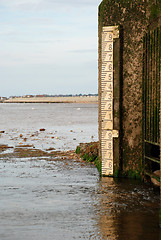 Image showing Water level marker on the shore