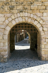 Image showing Walls of the fortified  Montblanc, Catalonia.