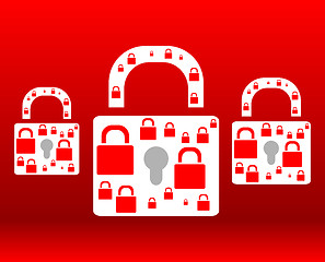 Image showing protect red padlock web icon on background