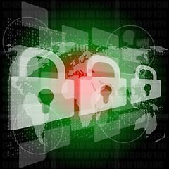 Image showing Security concept: white padlock on digital background, 3d