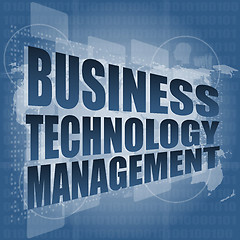 Image showing business technology management words on touch screen interface