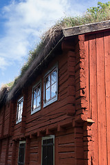 Image showing Timber framed red house