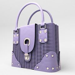Image showing Lilac wicker handbag