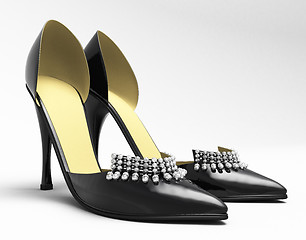 Image showing Black patent leather women's high heels