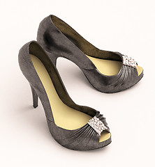 Image showing Women's black sexy  shoes