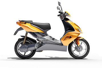 Image showing Trendy orange scooter close up