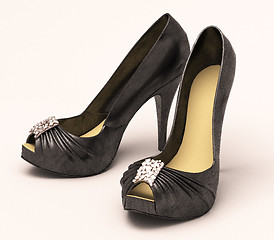 Image showing Women's black sexy  shoes