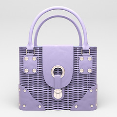 Image showing Lilac wicker handbag