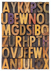 Image showing wood type alphabet