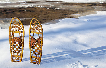 Image showing classic Bear Paw snowshoes