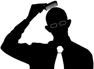 Image showing Silhouette - Bald man does not need a comb