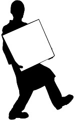 Image showing Silhouette - man carries a white box