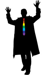 Image showing Silhouette of excited business man with rainbow necktie