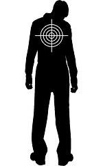 Image showing Silhouette of downcast man with target on his back