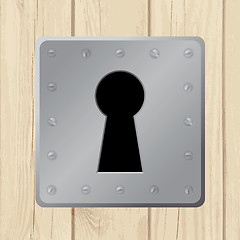 Image showing Illustration - keyhole on wooden door