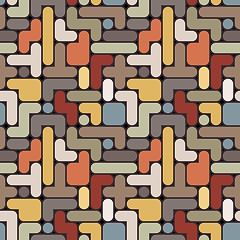 Image showing Abstract tetris background - vintage seamless color pattern