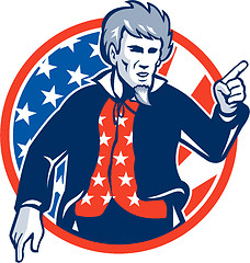 Image showing Uncle Sam American Pointing Finger Flag Retro