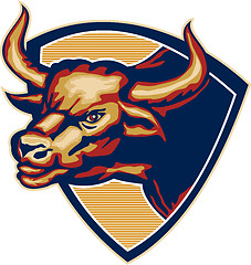 Image showing Angry Bull Head Crest Retro