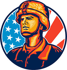 Image showing American Serviceman Soldier Flag Retro