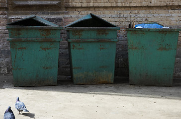 Image showing three garbage bins