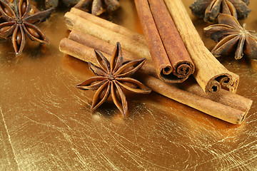 Image showing Spices on golden plate