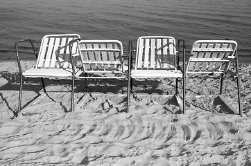 Image showing elbow-chairs on the beach