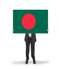 Image showing Businessman holding a big card, flag of Bangladesh