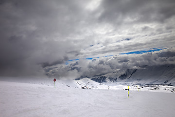 Image showing Ski slope at bad weather