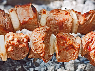 Image showing Meat roasted in chargrill