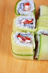 Image showing cucumber sushi rolls