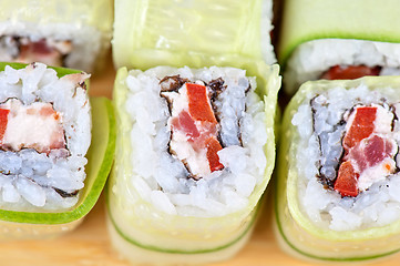 Image showing cucumber sushi rolls