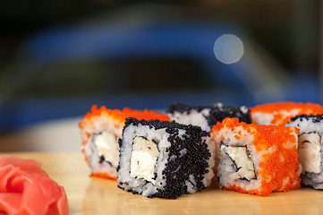 Image showing tobico sushi rolls