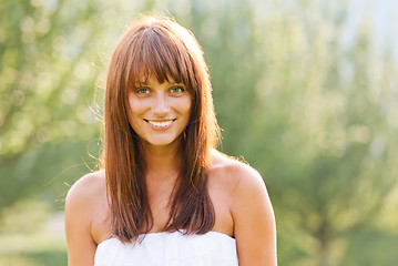 Image showing Summer portrait of young smiling woman