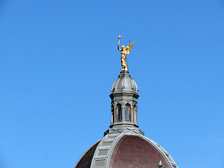 Image showing Statue of an angel of enlightenment on a building in Zagreb