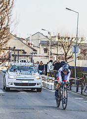 Image showing The Cyclist Johann Tschopp- Paris Nice 2013 Prologue in Houilles