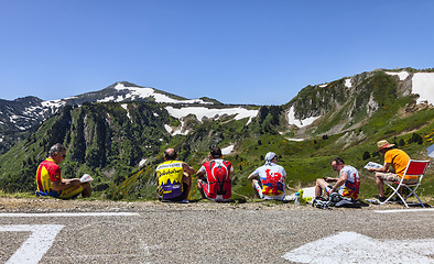 Image showing Amateur Cyclists on Col de Pailheres