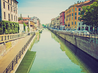 Image showing Retro look Naviglio Grande, Milan