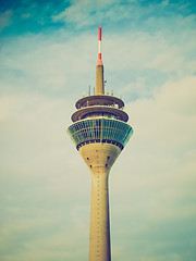 Image showing Retro look Duesseldorf Rheinturm, Germany