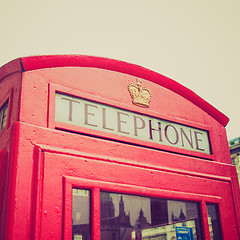 Image showing Vintage look London telephone box